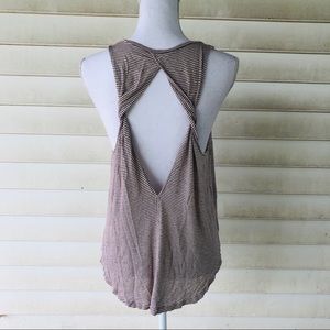 Open back striped tank top